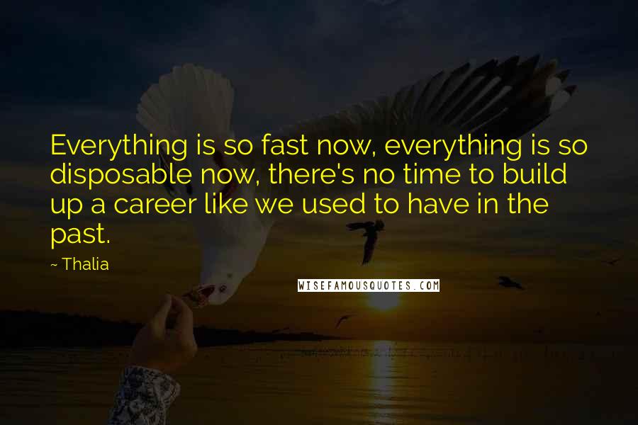 Thalia Quotes: Everything is so fast now, everything is so disposable now, there's no time to build up a career like we used to have in the past.