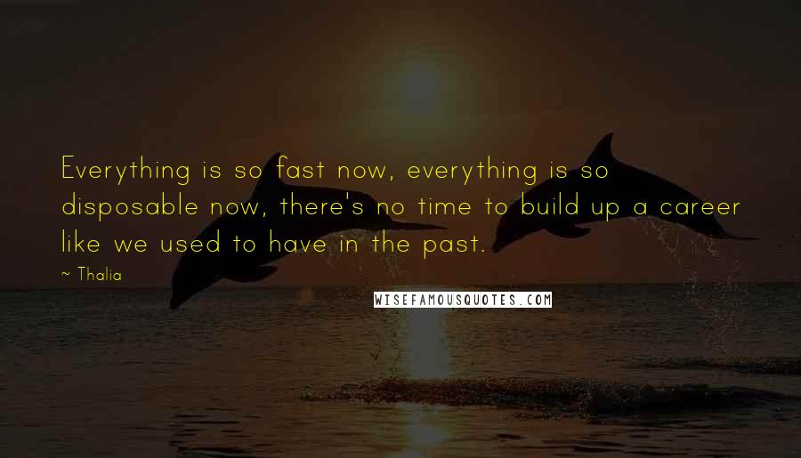 Thalia Quotes: Everything is so fast now, everything is so disposable now, there's no time to build up a career like we used to have in the past.