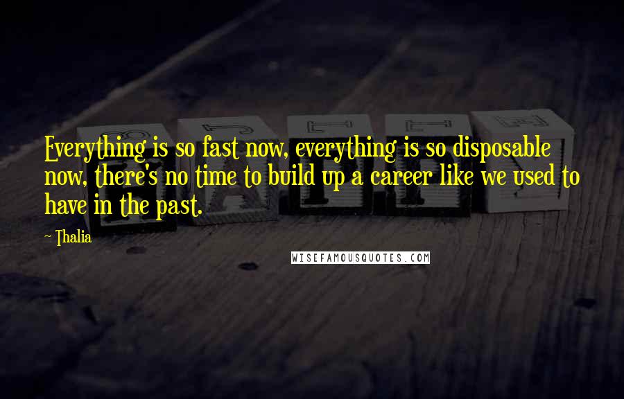 Thalia Quotes: Everything is so fast now, everything is so disposable now, there's no time to build up a career like we used to have in the past.