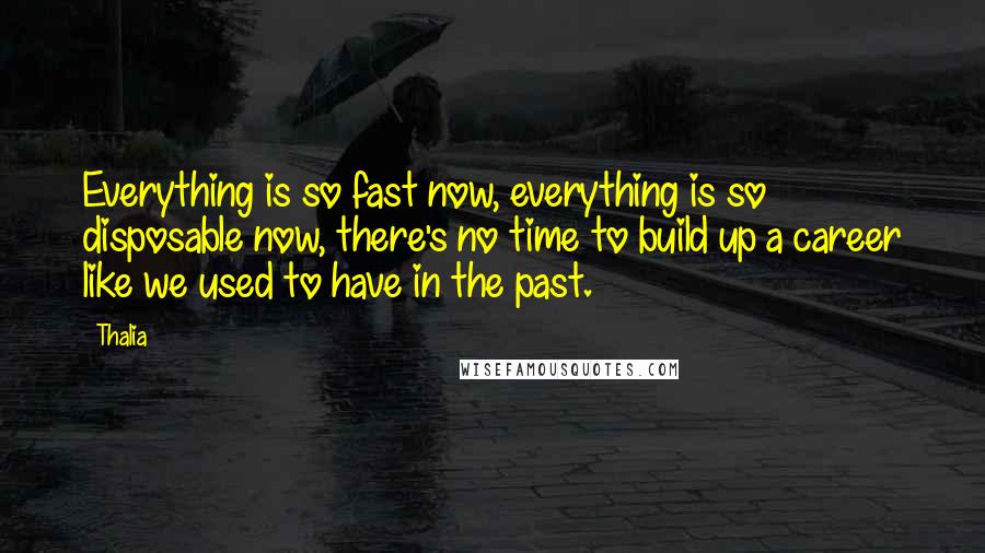 Thalia Quotes: Everything is so fast now, everything is so disposable now, there's no time to build up a career like we used to have in the past.