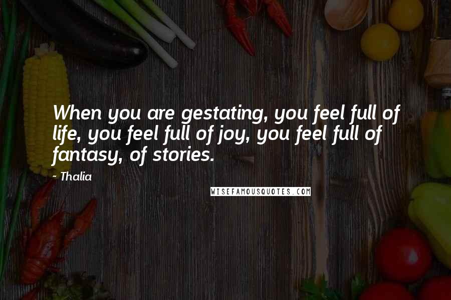 Thalia Quotes: When you are gestating, you feel full of life, you feel full of joy, you feel full of fantasy, of stories.