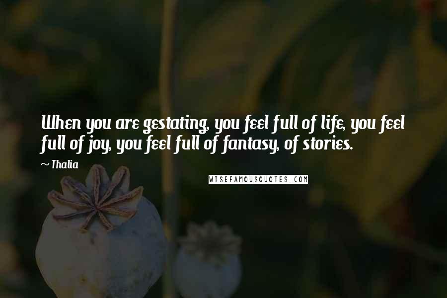 Thalia Quotes: When you are gestating, you feel full of life, you feel full of joy, you feel full of fantasy, of stories.