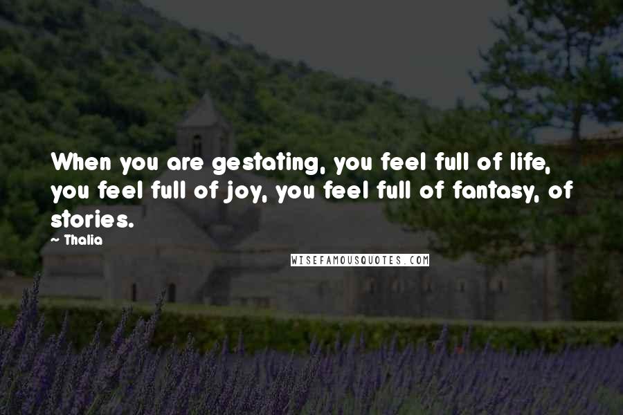 Thalia Quotes: When you are gestating, you feel full of life, you feel full of joy, you feel full of fantasy, of stories.