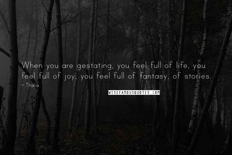 Thalia Quotes: When you are gestating, you feel full of life, you feel full of joy, you feel full of fantasy, of stories.