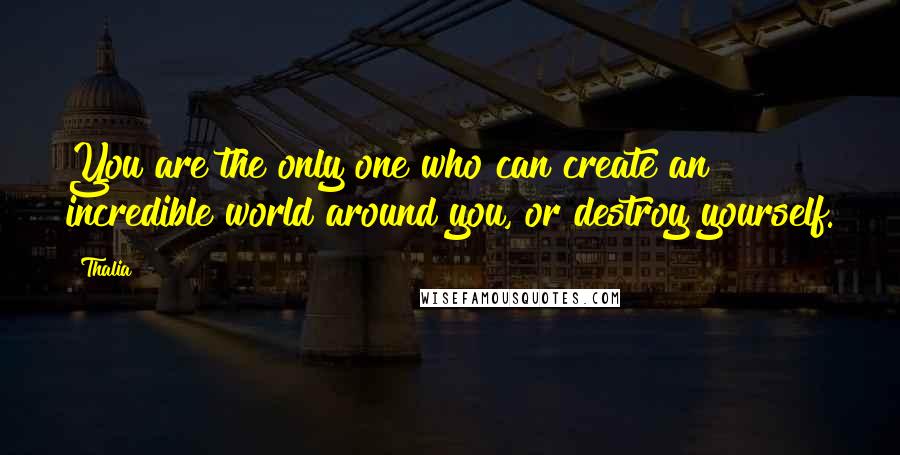 Thalia Quotes: You are the only one who can create an incredible world around you, or destroy yourself.