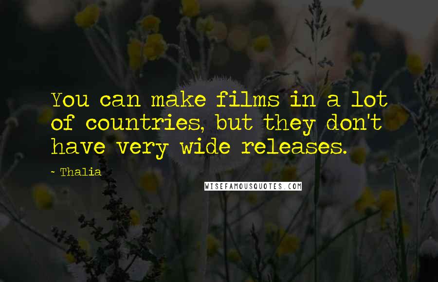 Thalia Quotes: You can make films in a lot of countries, but they don't have very wide releases.