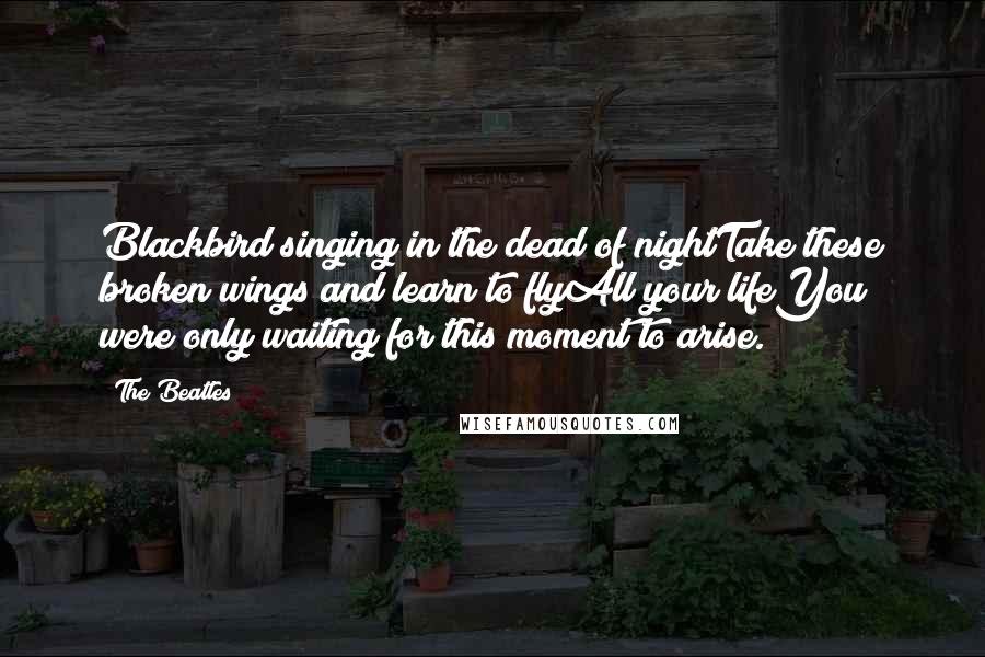 The Beatles Quotes: Blackbird singing in the dead of nightTake these broken wings and learn to flyAll your lifeYou were only waiting for this moment to arise.