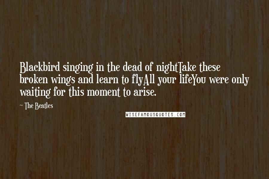 The Beatles Quotes: Blackbird singing in the dead of nightTake these broken wings and learn to flyAll your lifeYou were only waiting for this moment to arise.