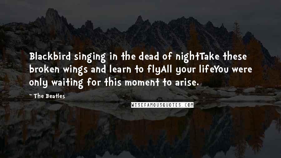 The Beatles Quotes: Blackbird singing in the dead of nightTake these broken wings and learn to flyAll your lifeYou were only waiting for this moment to arise.