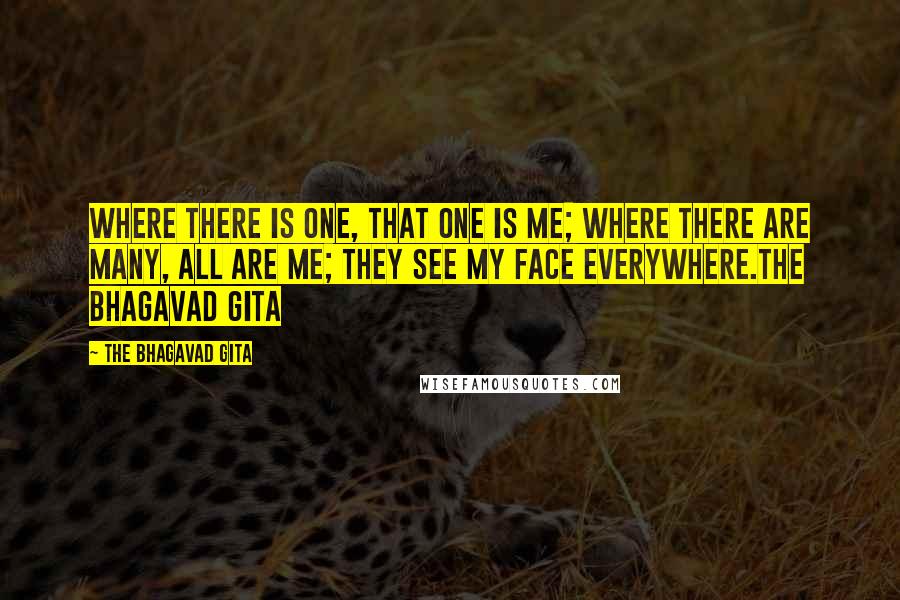 The Bhagavad Gita Quotes: Where there is One, that One is me; where there are many, all are me; they see my face everywhere.The Bhagavad Gita