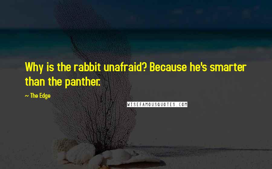 The Edge Quotes: Why is the rabbit unafraid? Because he's smarter than the panther.