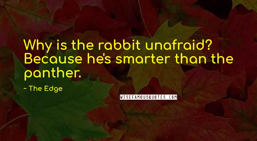 The Edge Quotes: Why is the rabbit unafraid? Because he's smarter than the panther.