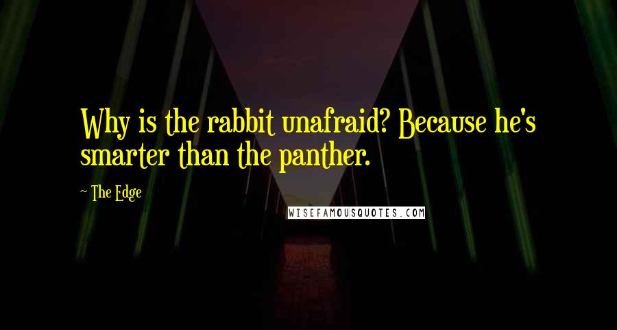 The Edge Quotes: Why is the rabbit unafraid? Because he's smarter than the panther.