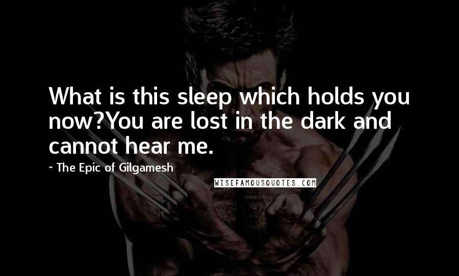 The Epic Of Gilgamesh Quotes: What is this sleep which holds you now?You are lost in the dark and cannot hear me.