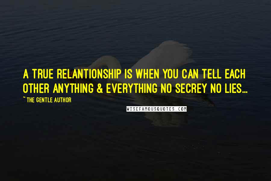 The Gentle Author Quotes: a true relantionship is when you can tell each other anything & everything no secrey no lies...