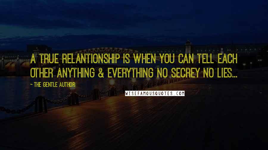 The Gentle Author Quotes: a true relantionship is when you can tell each other anything & everything no secrey no lies...