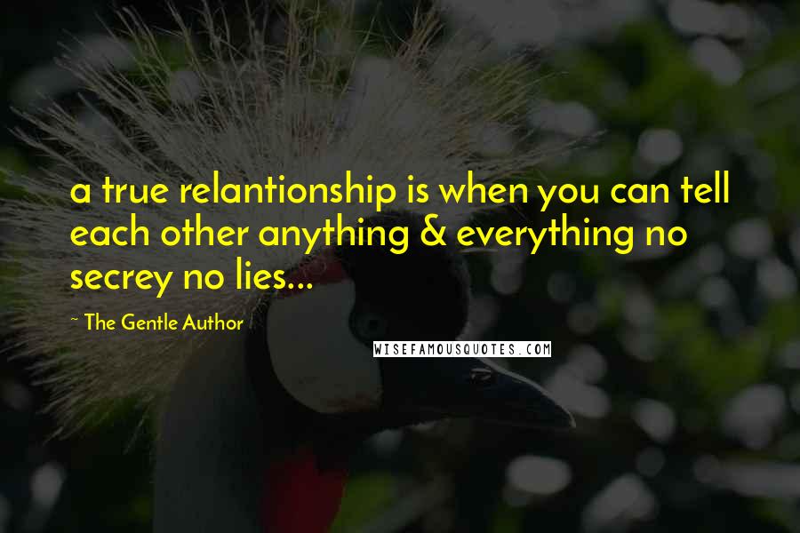 The Gentle Author Quotes: a true relantionship is when you can tell each other anything & everything no secrey no lies...