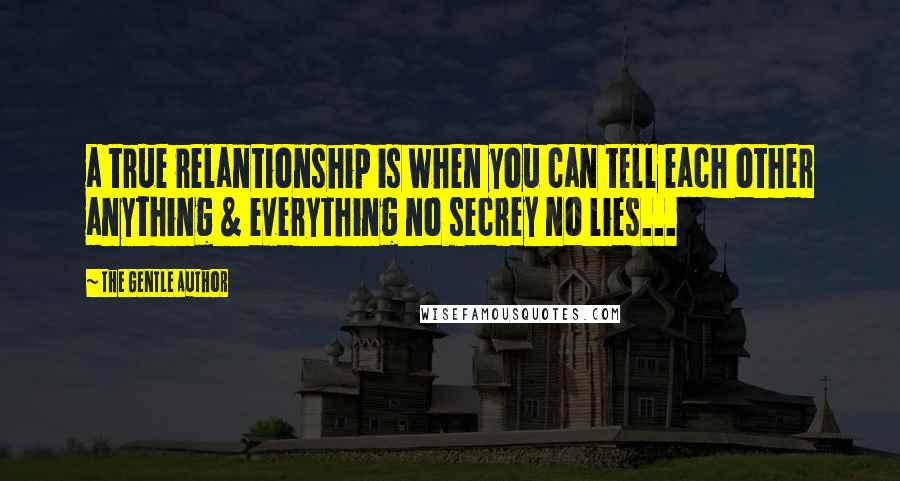 The Gentle Author Quotes: a true relantionship is when you can tell each other anything & everything no secrey no lies...