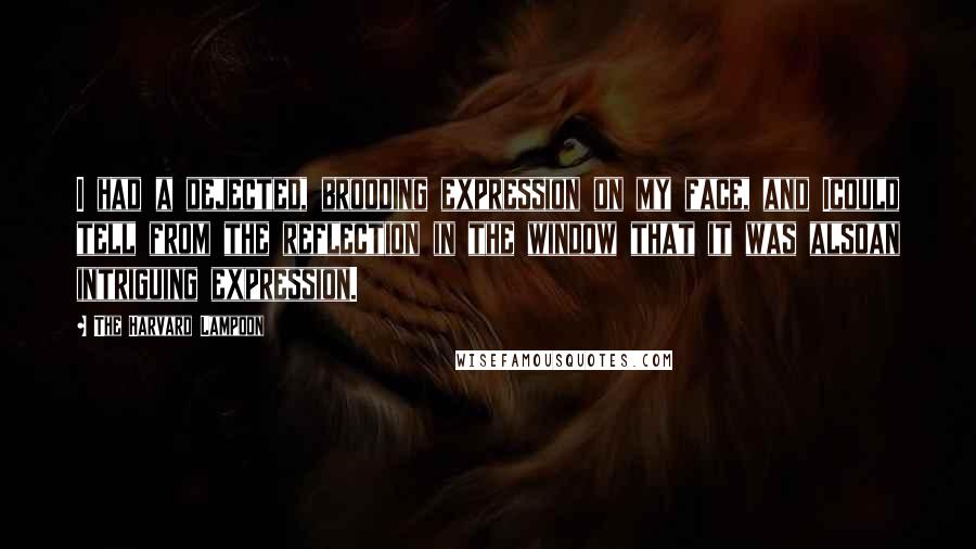 The Harvard Lampoon Quotes: I had a dejected, brooding expression on my face, and Icould tell from the reflection in the window that it was alsoan intriguing expression.