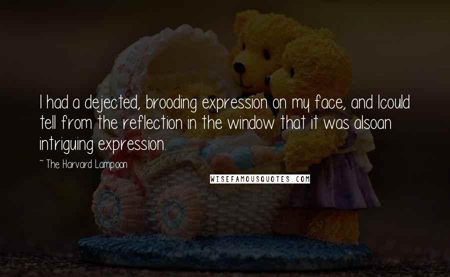 The Harvard Lampoon Quotes: I had a dejected, brooding expression on my face, and Icould tell from the reflection in the window that it was alsoan intriguing expression.