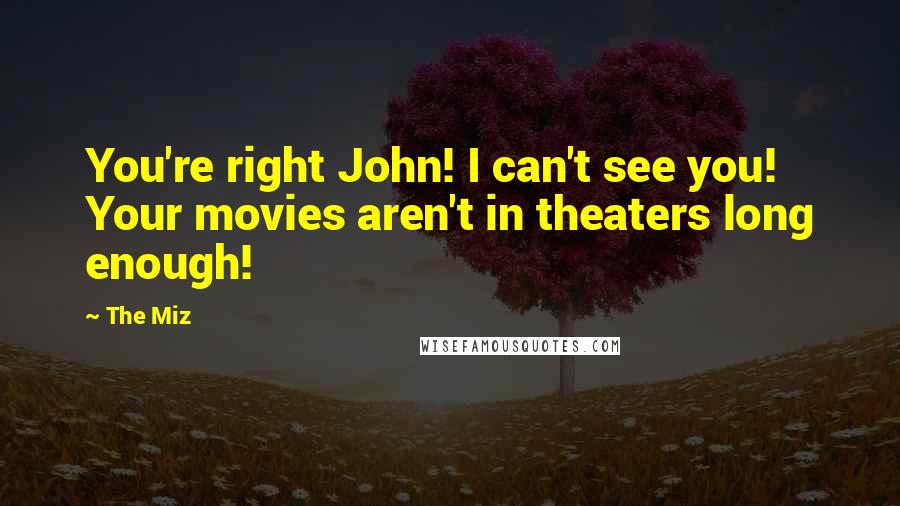 The Miz Quotes: You're right John! I can't see you! Your movies aren't in theaters long enough!