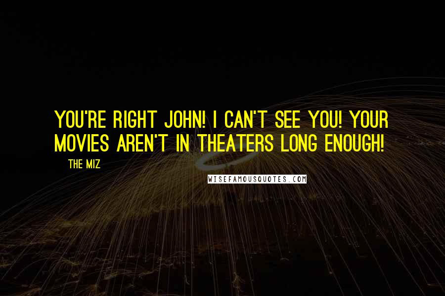 The Miz Quotes: You're right John! I can't see you! Your movies aren't in theaters long enough!