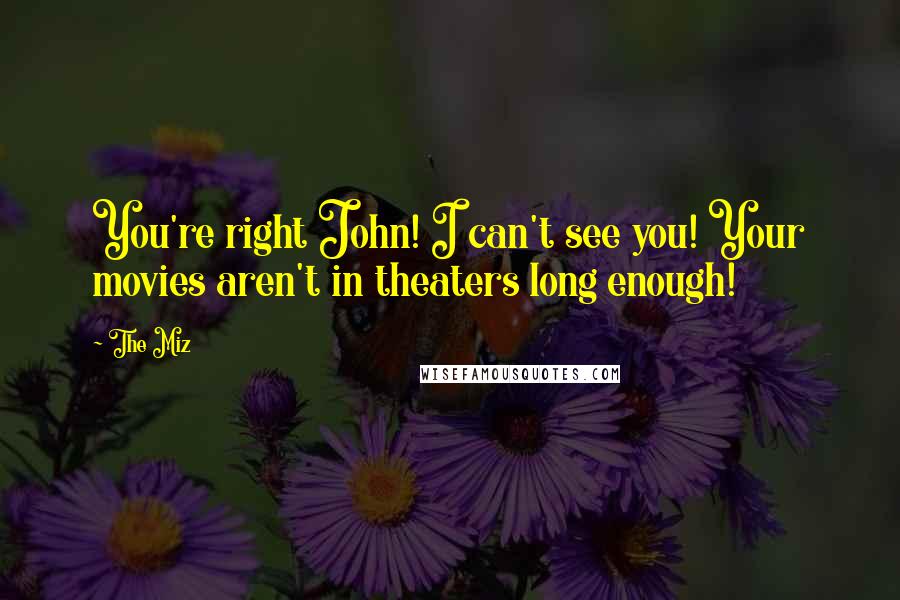 The Miz Quotes: You're right John! I can't see you! Your movies aren't in theaters long enough!