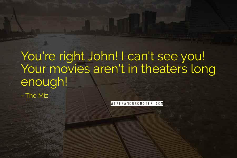 The Miz Quotes: You're right John! I can't see you! Your movies aren't in theaters long enough!