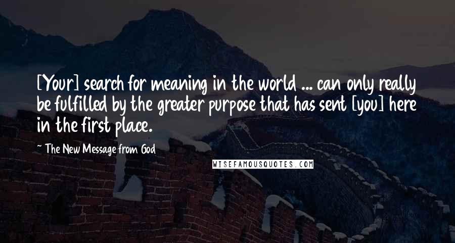 The New Message From God Quotes: [Your] search for meaning in the world ... can only really be fulfilled by the greater purpose that has sent [you] here in the first place.