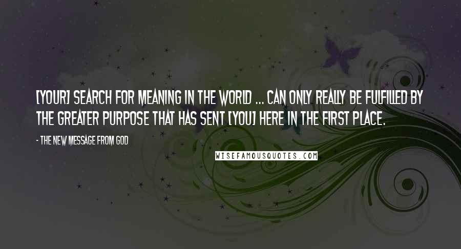 The New Message From God Quotes: [Your] search for meaning in the world ... can only really be fulfilled by the greater purpose that has sent [you] here in the first place.