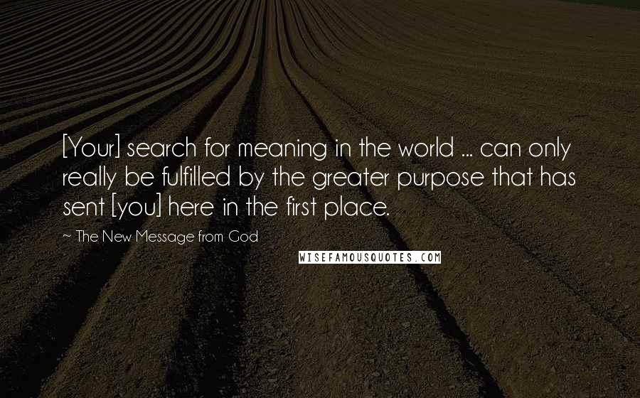 The New Message From God Quotes: [Your] search for meaning in the world ... can only really be fulfilled by the greater purpose that has sent [you] here in the first place.