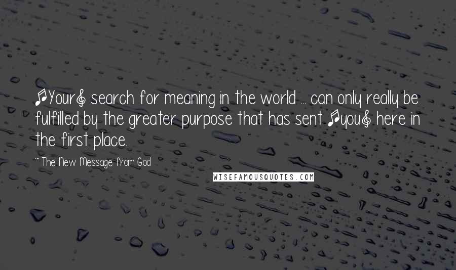 The New Message From God Quotes: [Your] search for meaning in the world ... can only really be fulfilled by the greater purpose that has sent [you] here in the first place.