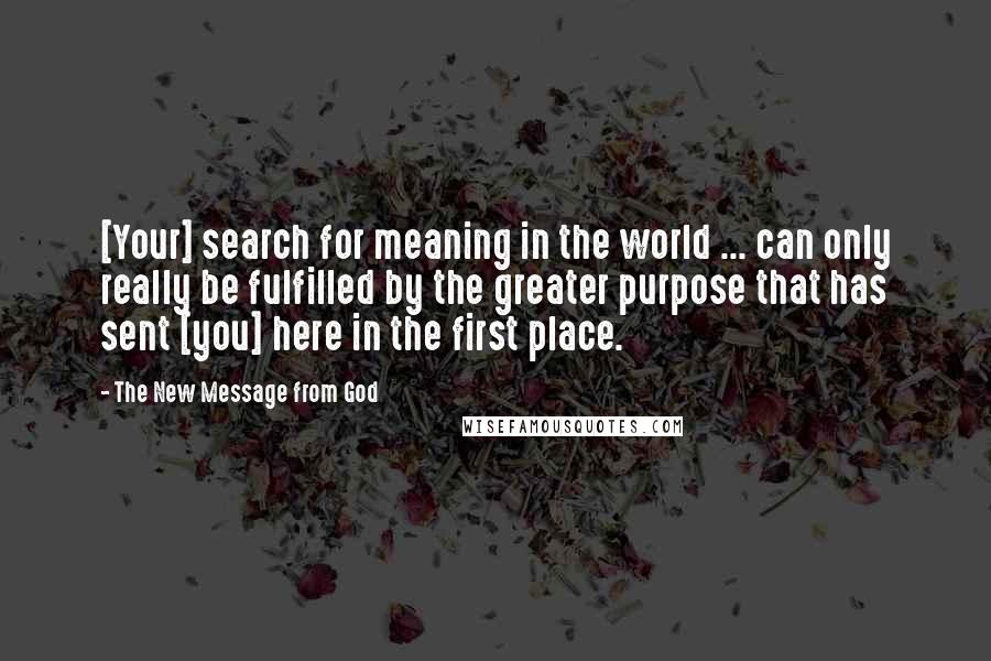 The New Message From God Quotes: [Your] search for meaning in the world ... can only really be fulfilled by the greater purpose that has sent [you] here in the first place.