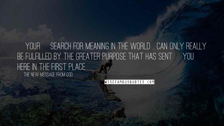 The New Message From God Quotes: [Your] search for meaning in the world ... can only really be fulfilled by the greater purpose that has sent [you] here in the first place.