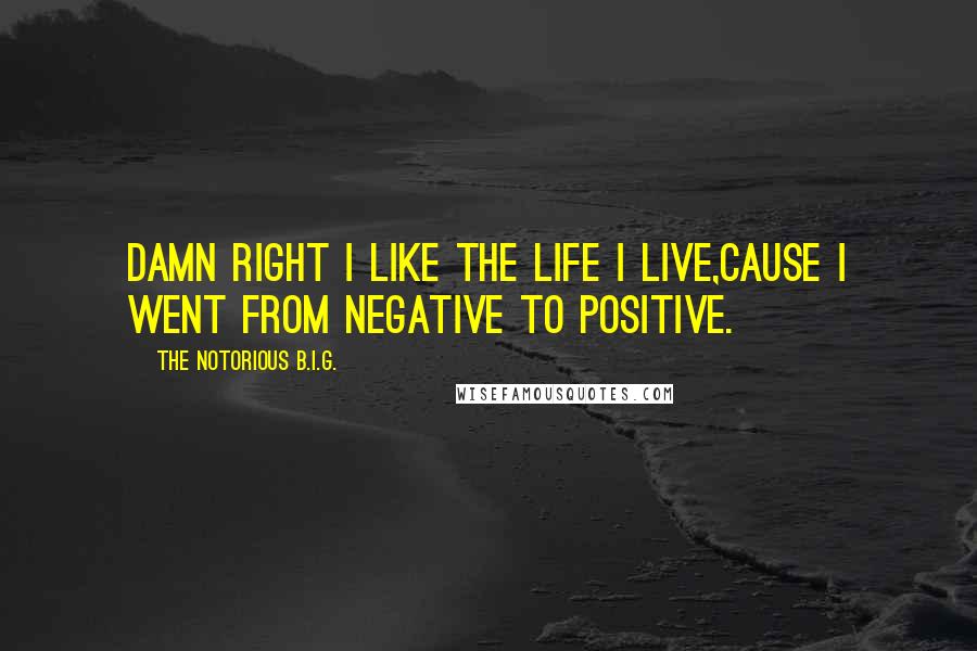 The Notorious B.I.G. Quotes: Damn right I like the life I live,Cause I went from negative to positive.