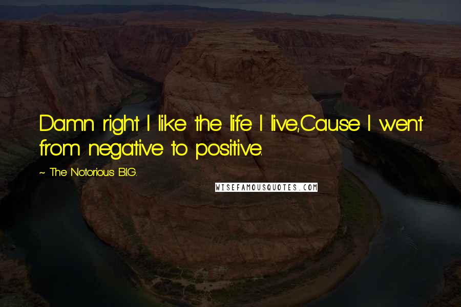 The Notorious B.I.G. Quotes: Damn right I like the life I live,Cause I went from negative to positive.