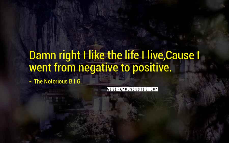 The Notorious B.I.G. Quotes: Damn right I like the life I live,Cause I went from negative to positive.