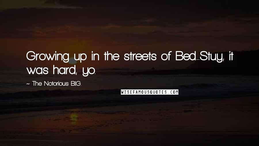 The Notorious B.I.G. Quotes: Growing up in the streets of Bed-Stuy, it was hard, yo.