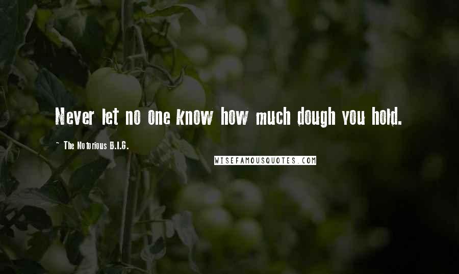 The Notorious B.I.G. Quotes: Never let no one know how much dough you hold.