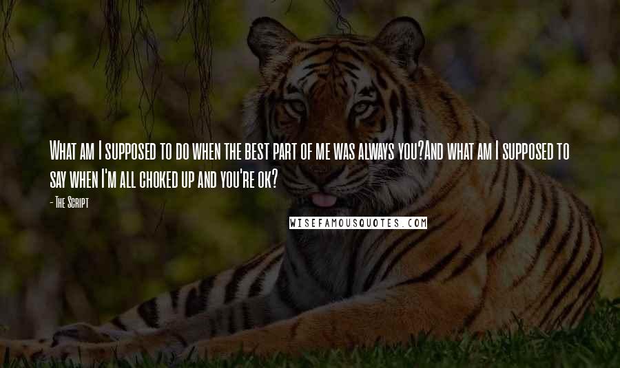 The Script Quotes: What am I supposed to do when the best part of me was always you?And what am I supposed to say when I'm all choked up and you're ok?