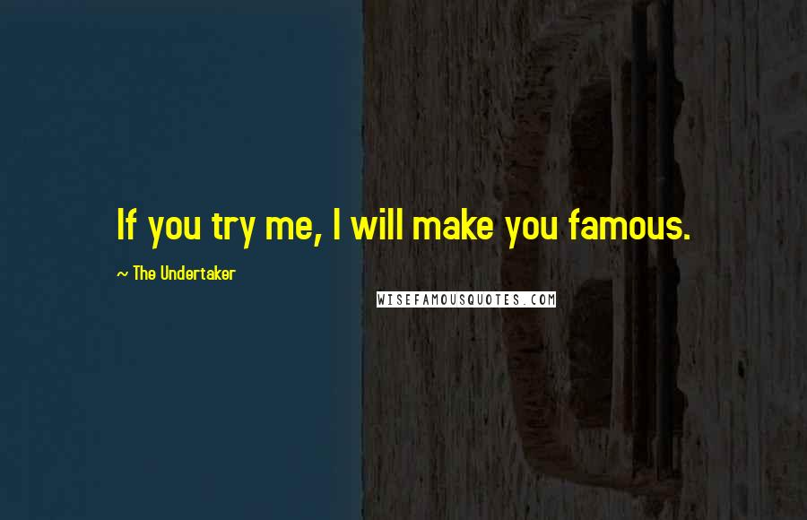 The Undertaker Quotes: If you try me, I will make you famous.