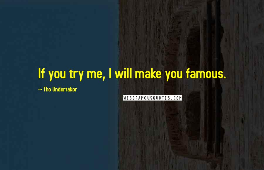 The Undertaker Quotes: If you try me, I will make you famous.