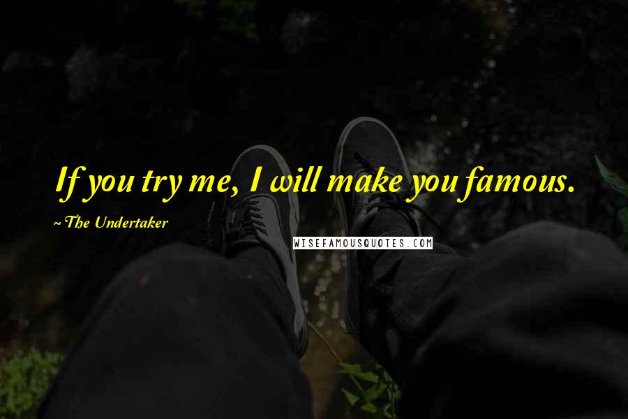 The Undertaker Quotes: If you try me, I will make you famous.