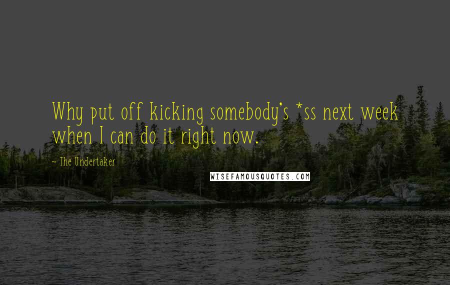 The Undertaker Quotes: Why put off kicking somebody's *ss next week when I can do it right now.