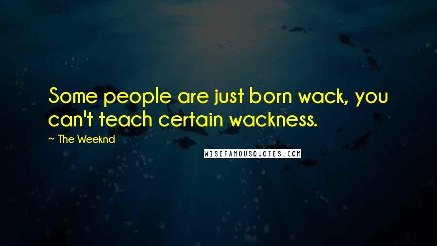 The Weeknd Quotes: Some people are just born wack, you can't teach certain wackness.