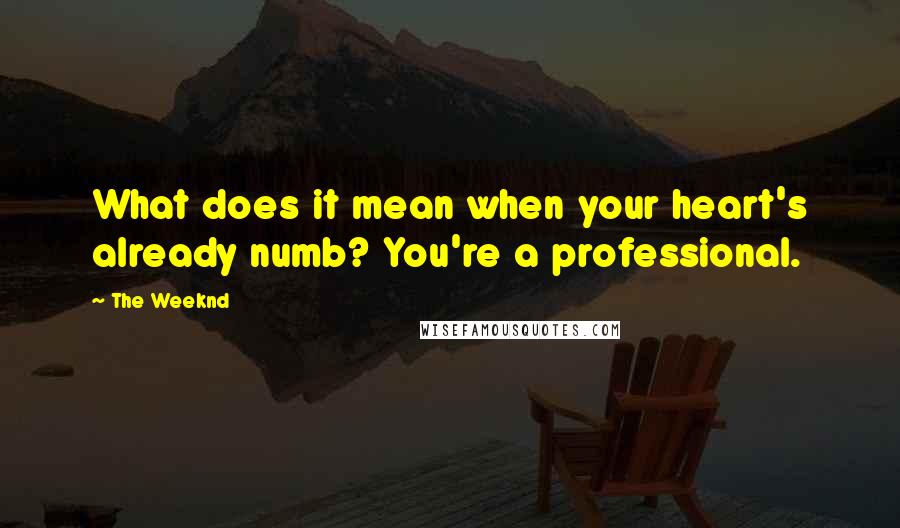 The Weeknd Quotes: What does it mean when your heart's already numb? You're a professional.