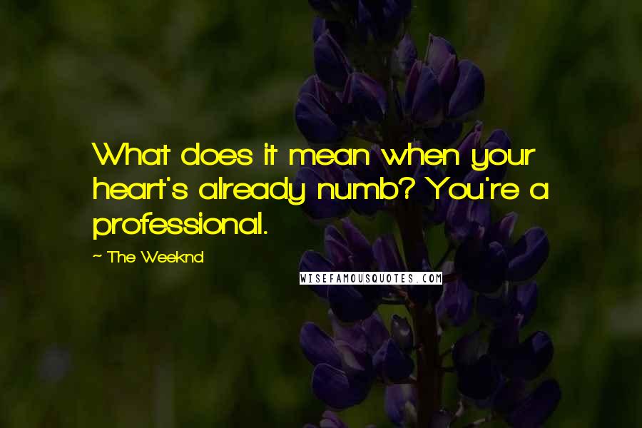 The Weeknd Quotes: What does it mean when your heart's already numb? You're a professional.