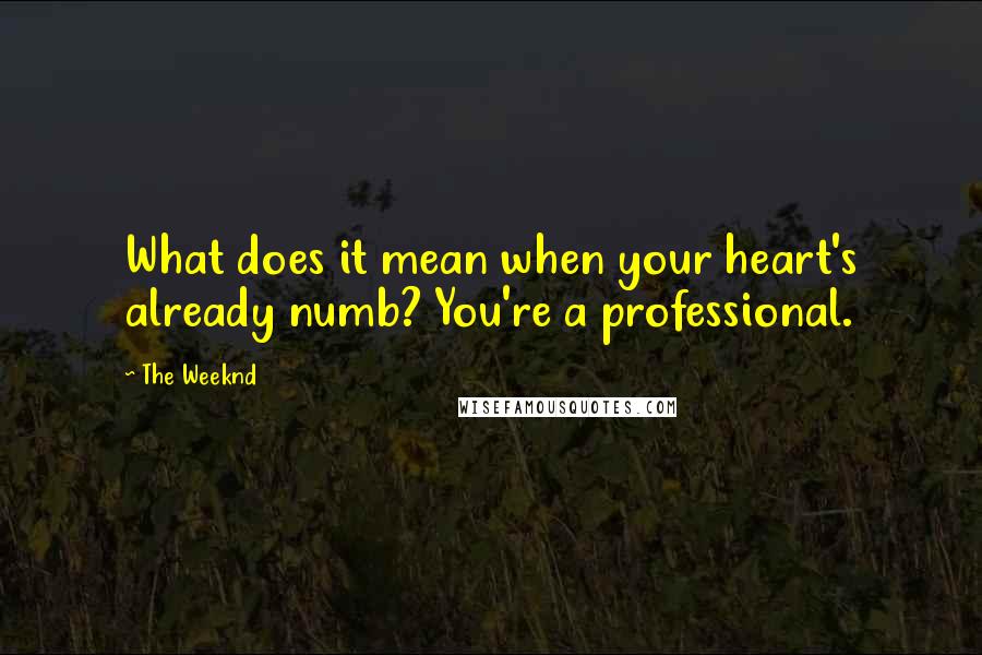 The Weeknd Quotes: What does it mean when your heart's already numb? You're a professional.