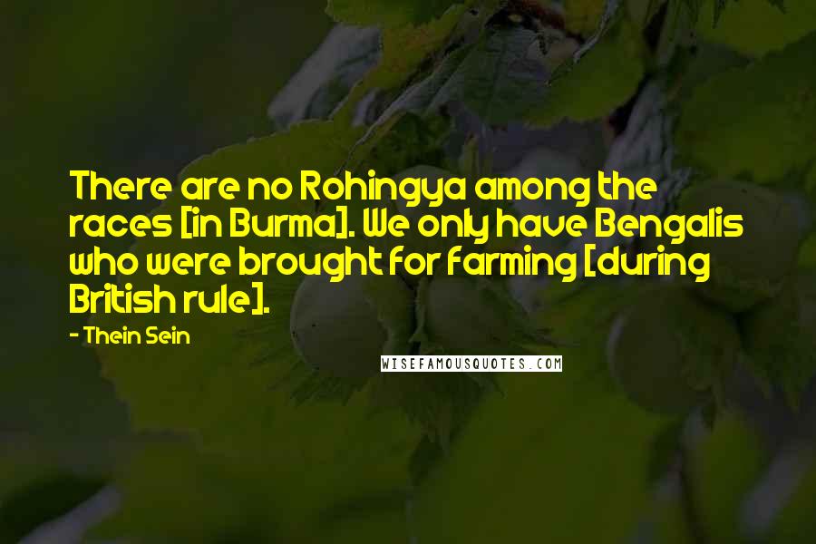 Thein Sein Quotes: There are no Rohingya among the races [in Burma]. We only have Bengalis who were brought for farming [during British rule].