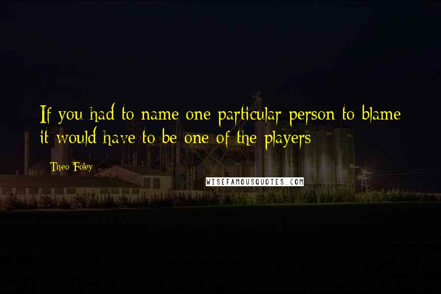 Theo Foley Quotes: If you had to name one particular person to blame it would have to be one of the players